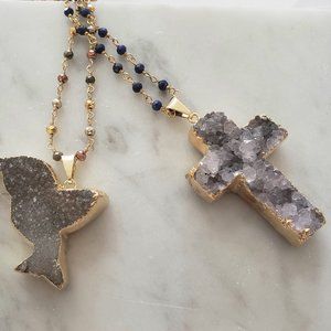 Natural Agate Geode  Gemstone pendant